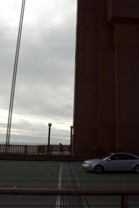 abstract image of cars crossing the golden gate bridge, san franicsco