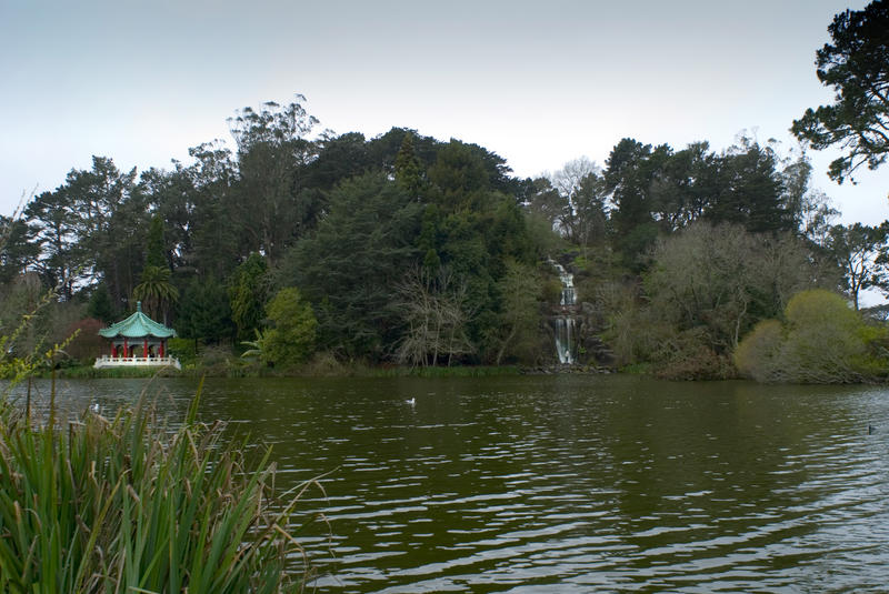 pagoda on the lake, golden gate park, san fancisco