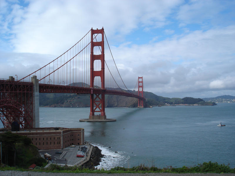 looking across the golden gate bridge from the south end