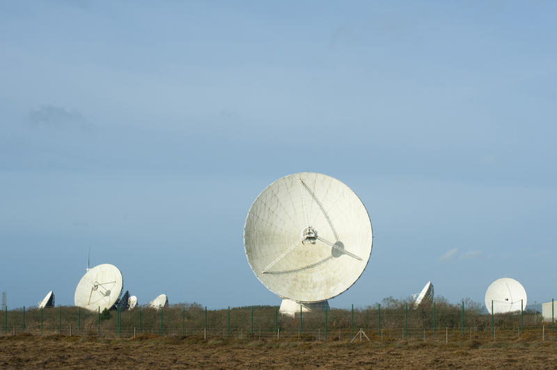 Goonhilly Earth Station, Cornwall with its giant parabolic communication satellite antennae, it is leased out for futher scientific reseach