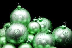 6818   Pretty shiny green Christmas baubles