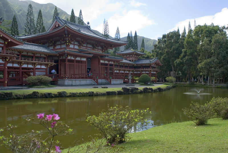 Byodo-In Buddhist Temple replica building in Hawaii.