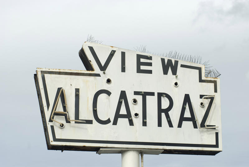 old alcatraz tour neon sign, San francisco fisherman wharf