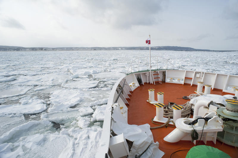 ice drift viewing on the aurora ice breaker at Abashiri, hokkaido, Japan