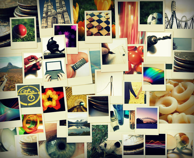 an image of an assortment of various poloroid style photos