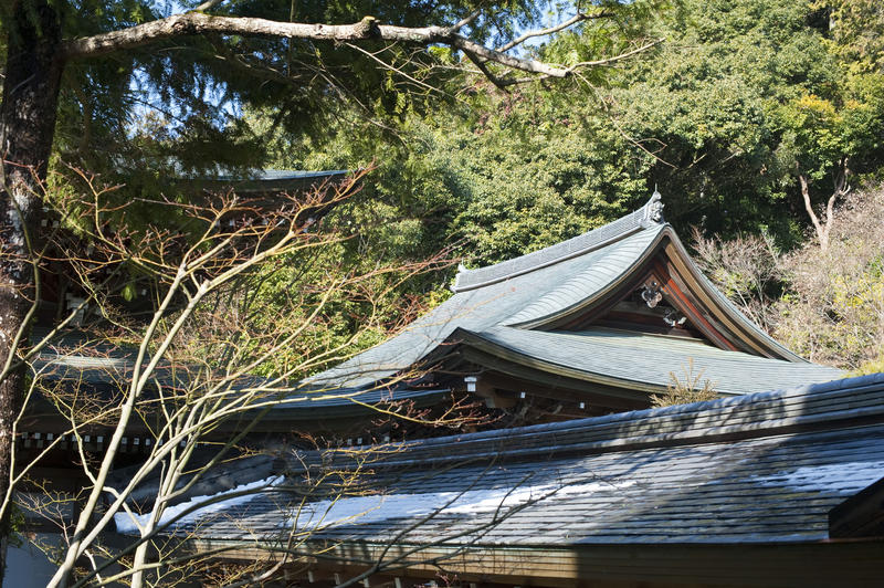 historic temple rooves, traditional japanese architecture, kyoto, japan