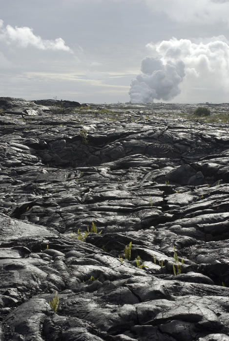 surface of solidified volcanic lava flow, hawaii