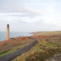 7299   Mine chimney overlooking the sea, Cornwall