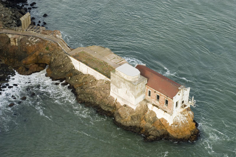 navigation lighthouse at lime point, north end of goldengate, san francisco bay