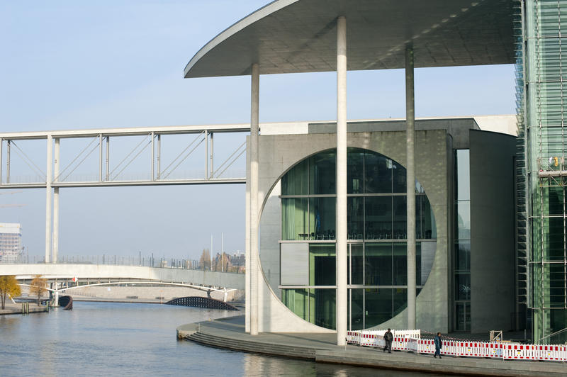 Marie Elisabeth Lueders House, Berlin, which houses the parliamentary library and stands on the bank of the River Spree