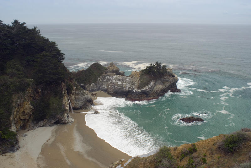 The famous mcway cliffside waterfall in Julia Pfeiffer Burns State Park, Monterey county, california