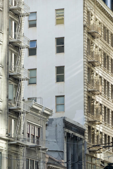 architectural details and fire escapes, downtown san francisco