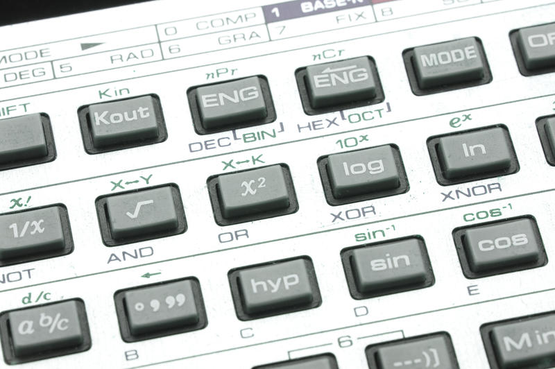 Complex office calculator with multiple functions for statistical and mathematical calculations