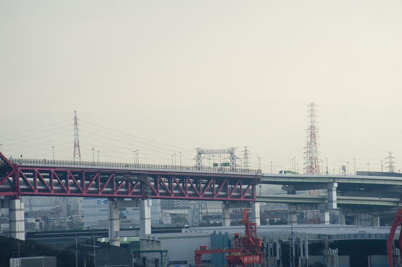 Some of the many bridges of the waterfront area of Osaka, Japan