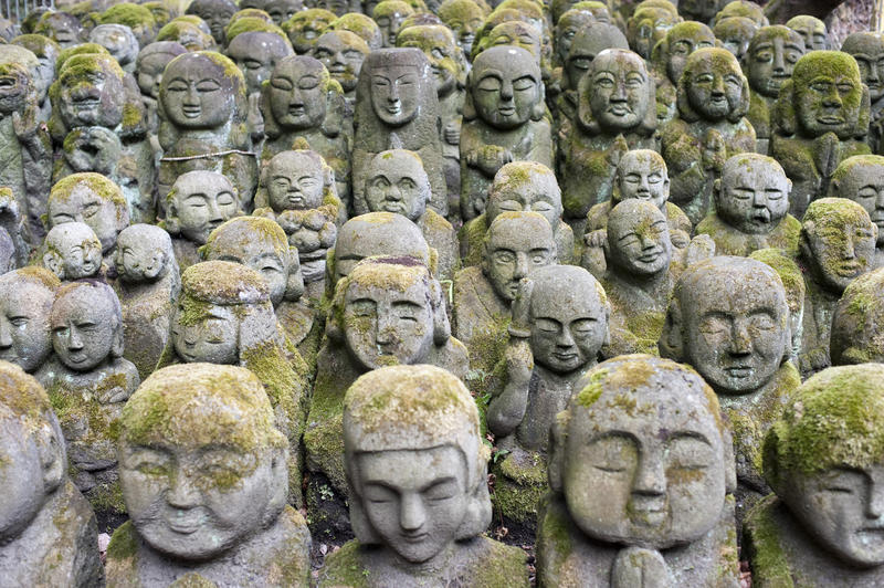 hundereds of Rakan sculptures at Otagi Nenbutsu-ji, Kyoto, Japan