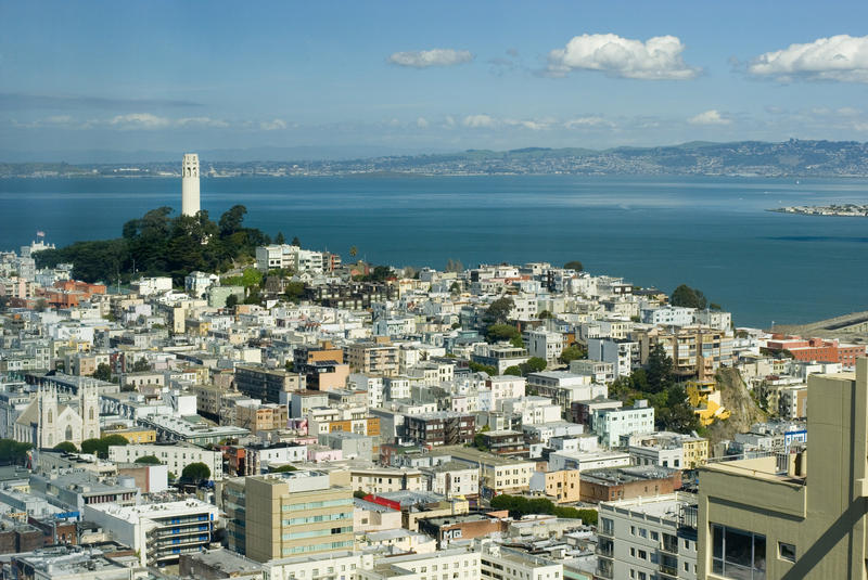 Coit tower and telegraph hill san francisco viewed from nob hill