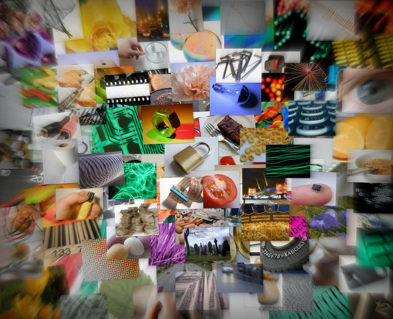 concept image depicting the sorting of hundereds of stock images in an image library
