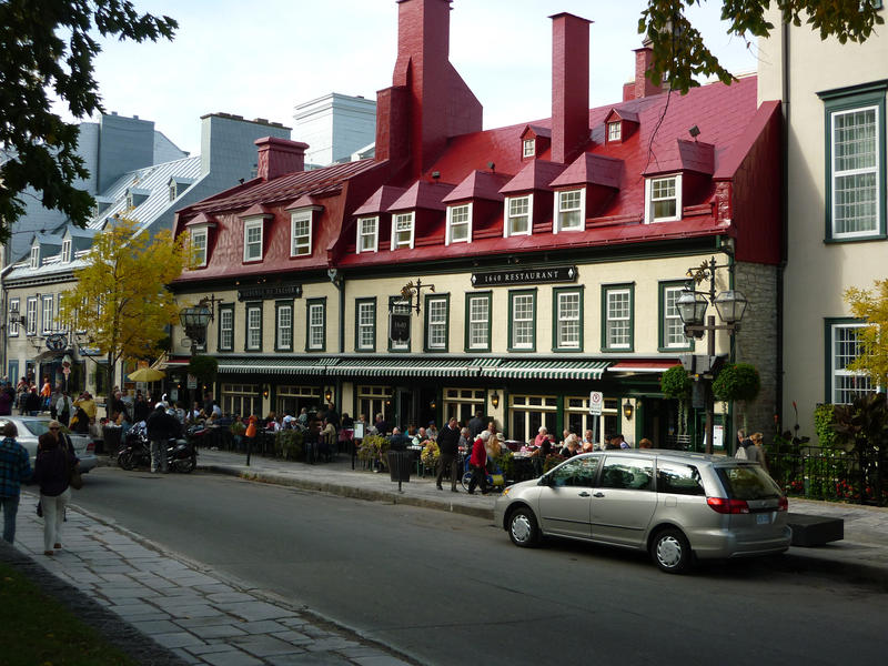 Street scene showing the traditional architecture in Quebec city, Canada