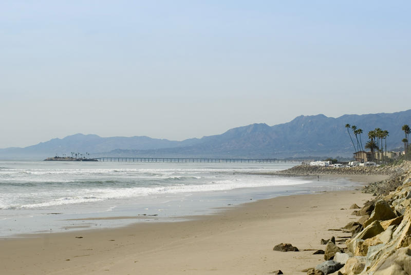 richfield pier leading to Rincon Island, ventura, california.