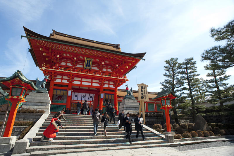 a romon, 'tower gate' at Fushimi Inari-taisha, kyoto japan