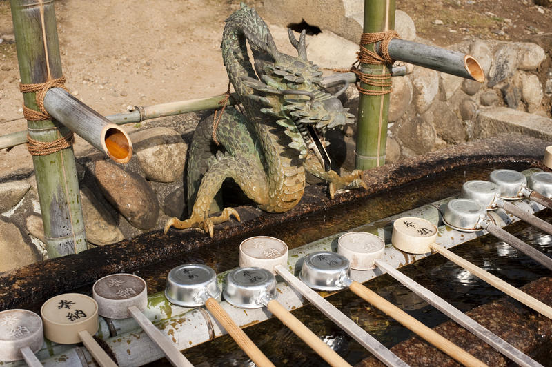 tsukubai at Nigatsu-do temple used by temple visitors for ritual cleansing