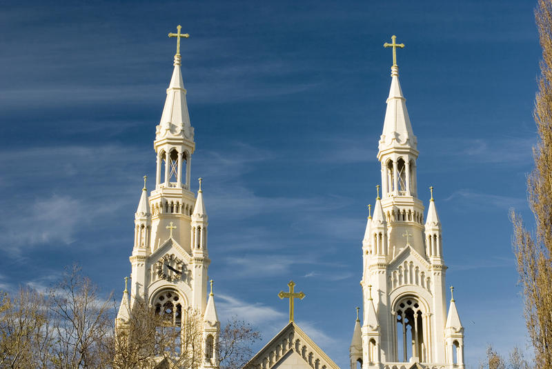 towers on saints peter and paul cathedral, washington square