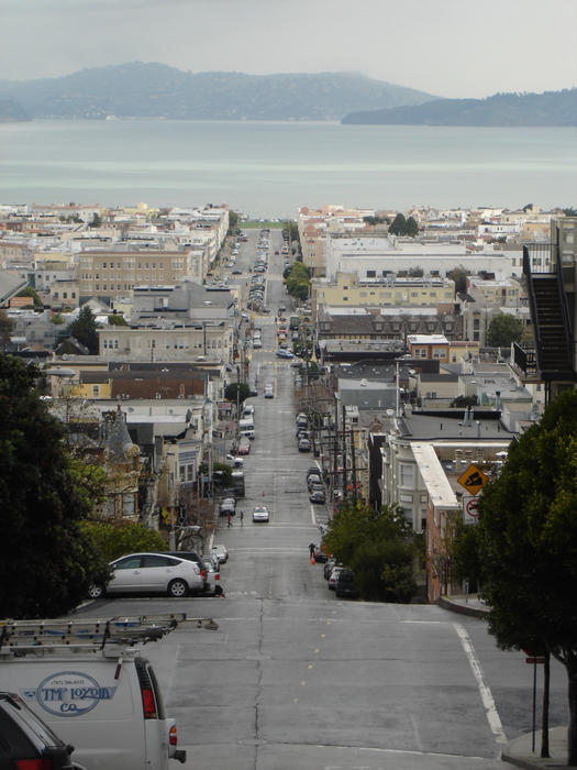 steep hills down to the bay, san francisco, california