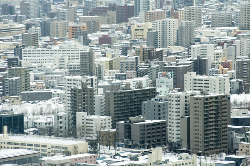 high density buildings of the city of Sapporo as viewed from the JR tower
