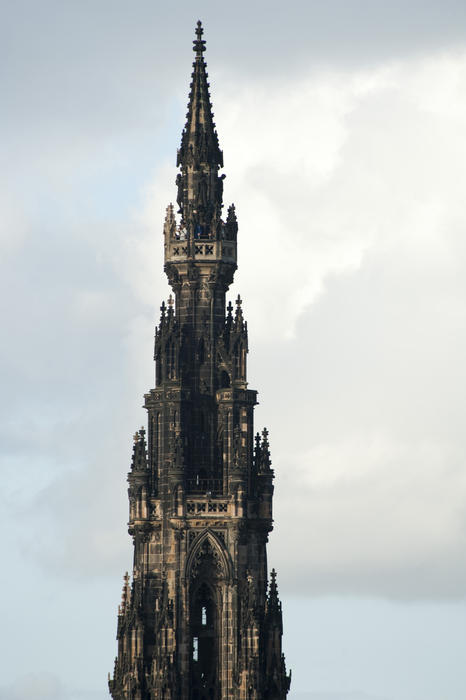 Spire of the Scott Monument, Edinburgh which is a Victorian Gothic monument to Scottish author Sir Walter Scott