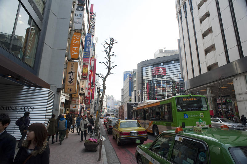 busy street scene in Shibuya, Tokyo, Japan, not model released