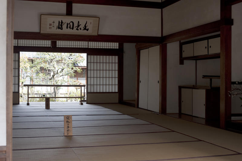 Tradational japanese interior at the Tenryu-ji Temple, Kyoto, Japan