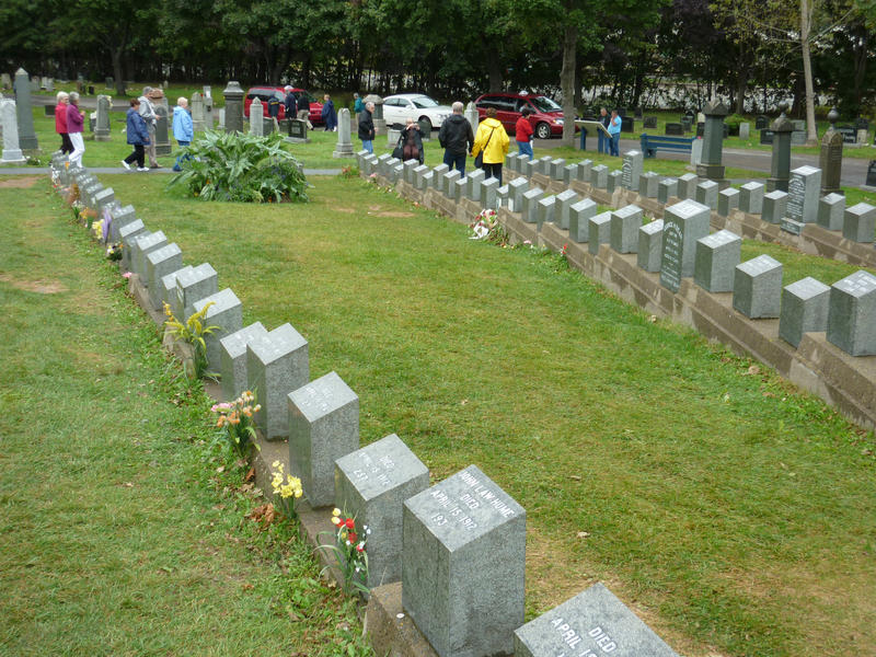 Titanic graves in Fairview Lawn Cemetery, Halifax, Canada where over 100 of the victims of the disaster are buried