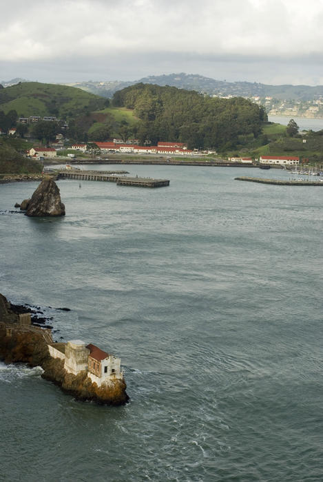 view from the golden gate bridge looking towards Travis Marina