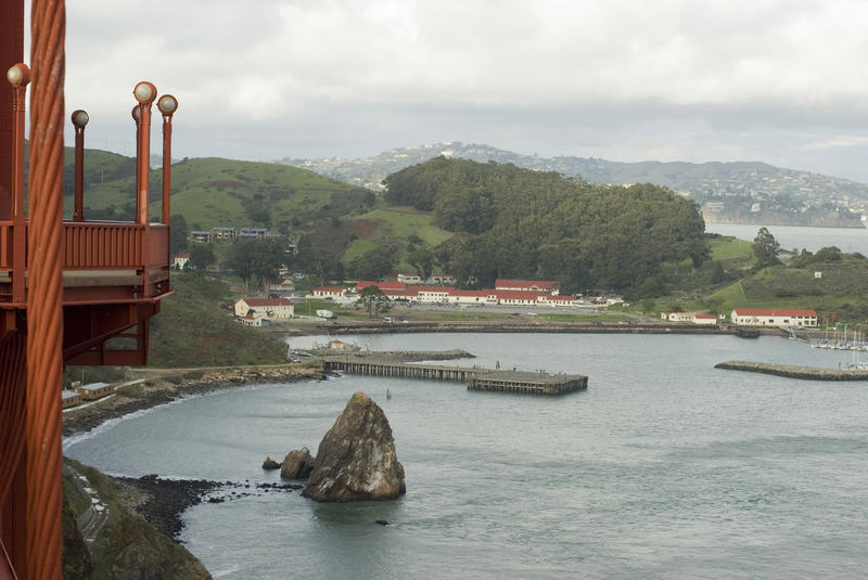 view from the golden gate bridge towards Travis Marina