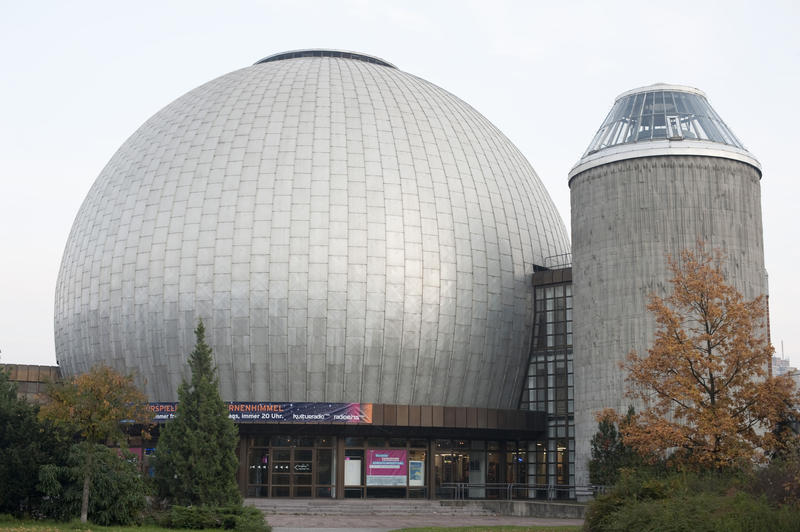The large modern silver dome of the Zeiss Planetarium, Berlin, one of the largest stellar theatres in Europe