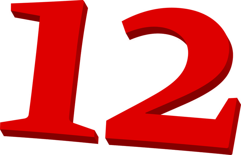 <p>Illustrated number 12 in red colours. <br />
For use in presentations with other numbers for highlighting keypoints and facts.</p>
<p>See the full set of 12 on my profile page on this site.</p>