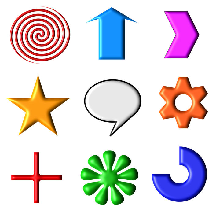 <p>3d icons and shapes.</p>
