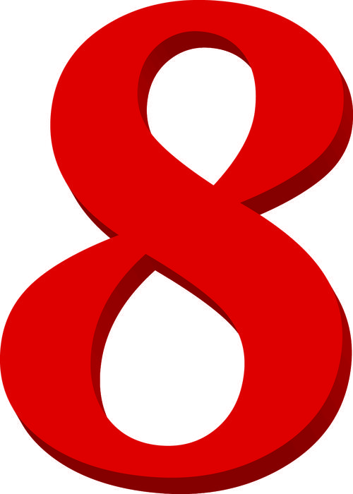 <p>Illustrated number&nbsp;8 in red colours. <br />
For use in presentations with other numbers for highlighting keypoints and facts.</p>
<p>See the full set of 12 on my profile page on this site.</p>
