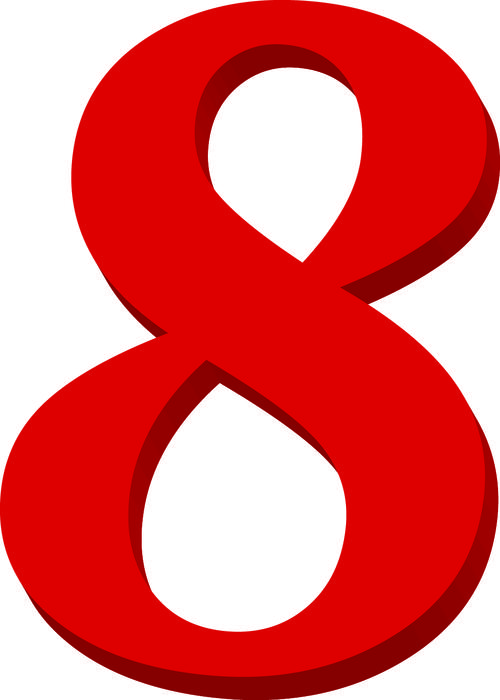 <p>Illustrated number 8 in red colours. <br />
For use in presentations with other numbers for highlighting keypoints and facts.</p>
<p>See the full set of 12 on my profile page on this site.</p>