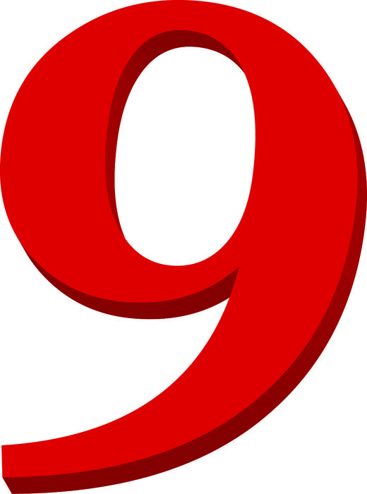 <p>Illustrated number&nbsp;9 in red colours. <br />
For use in presentations with other numbers for highlighting keypoints and facts.</p>
<p>See the full set of 12 on my profile page on this site.</p>