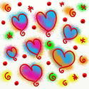 9299   abstract painted heart doodles