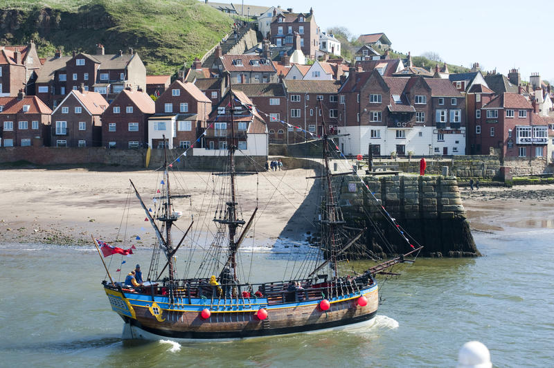 Bark Endeavour replica tourist cruise in whitby, north yorkshire, england