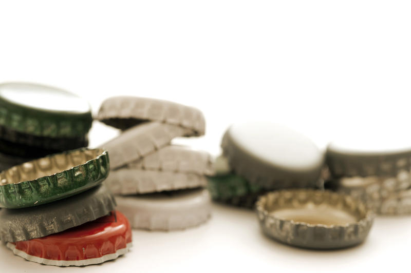 An assortment of drinks bottle tops