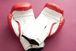 10980   Red and White Boxing Gloves on Pink Background