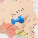9604   Thumb tack pin in a map of Brazil