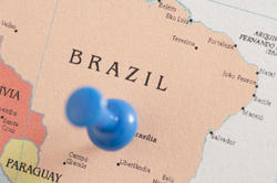 10679   Blue Thumb Tack in Map of Brazil