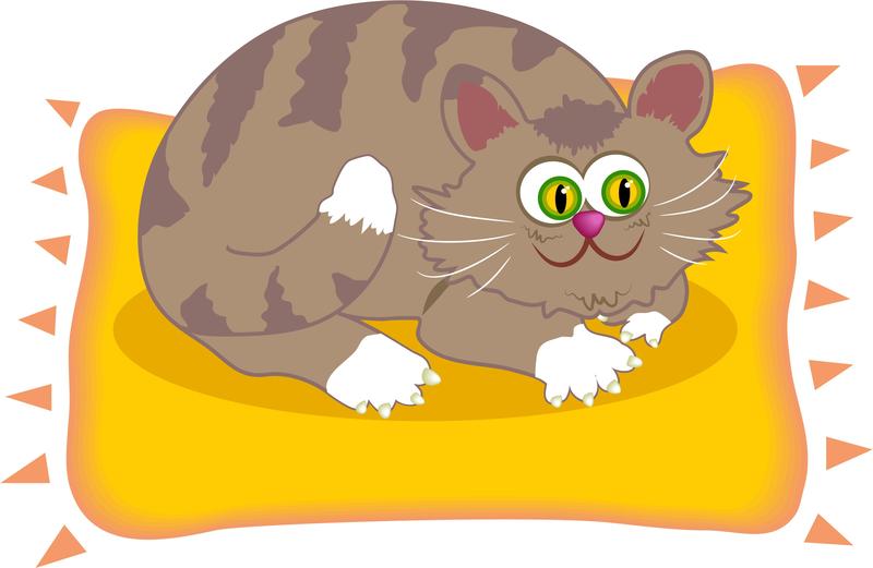 <p>Cartoon cat lying on a mat.</p>
