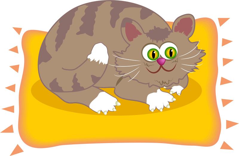 <p>Cartoon cat lying on a mat.</p>