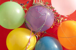 11442   Colorful party balloons and streamers
