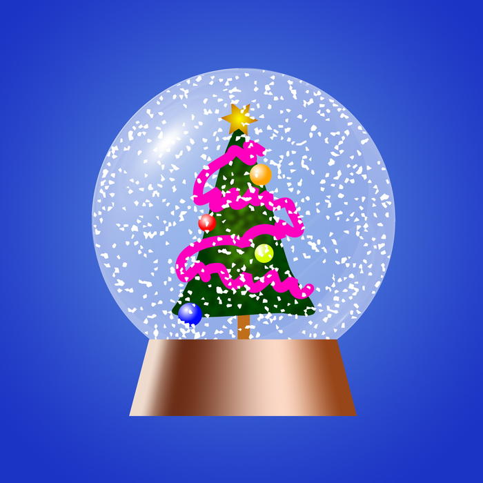 <p>Christmas tree snow globe clip art illustration.</p>